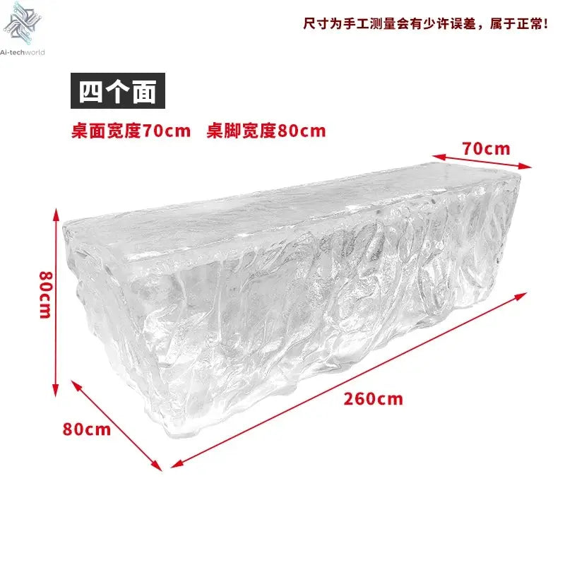 Modern light luxury home villa bar luminous island table custom transparent resin crystal bar glacier art tea table Ai-TechWorld 