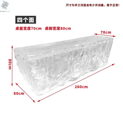 Modern light luxury home villa bar luminous island table custom transparent resin crystal bar glacier art tea table Ai-TechWorld 