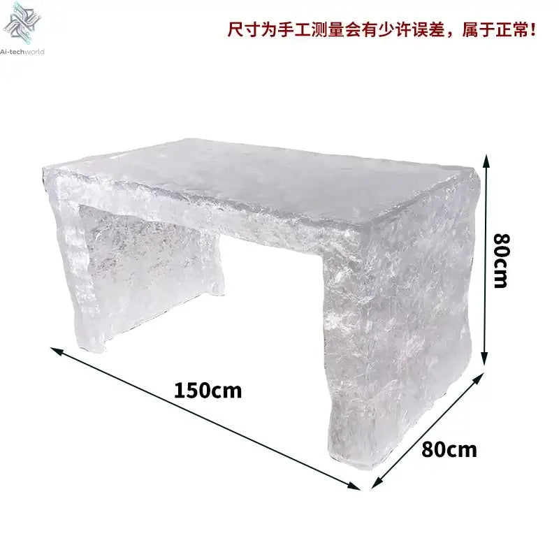 Modern light luxury home villa bar luminous island table custom transparent resin crystal bar glacier art tea table Ai-TechWorld 