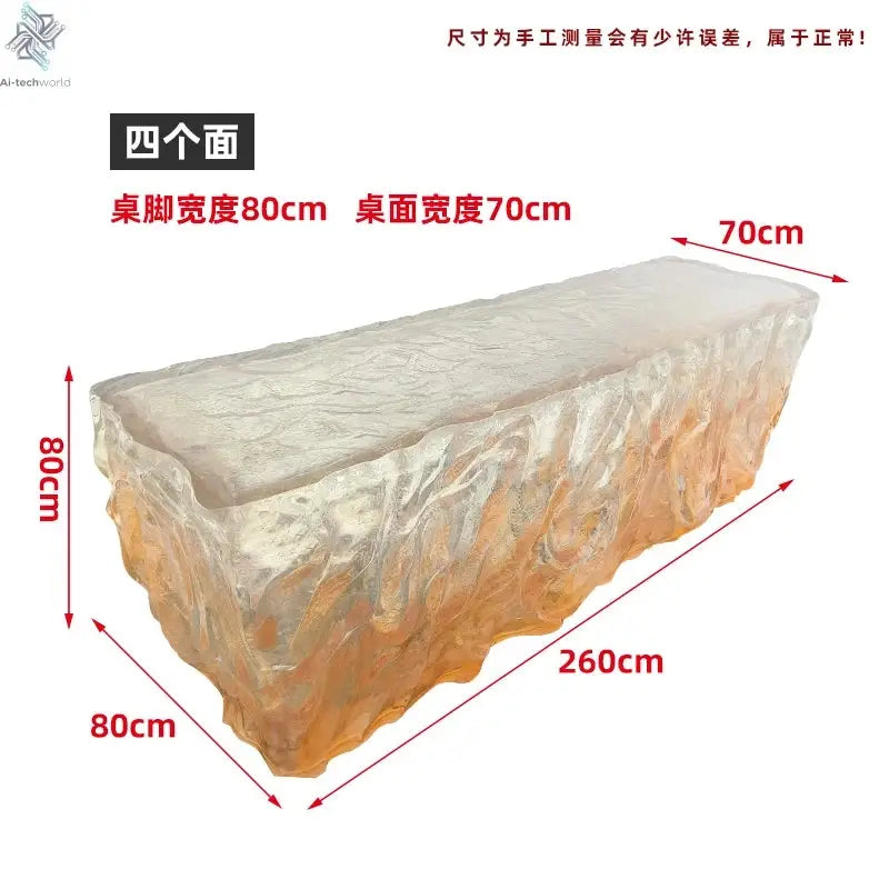 Modern light luxury home villa bar luminous island table custom transparent resin crystal bar glacier art tea table Ai-TechWorld 