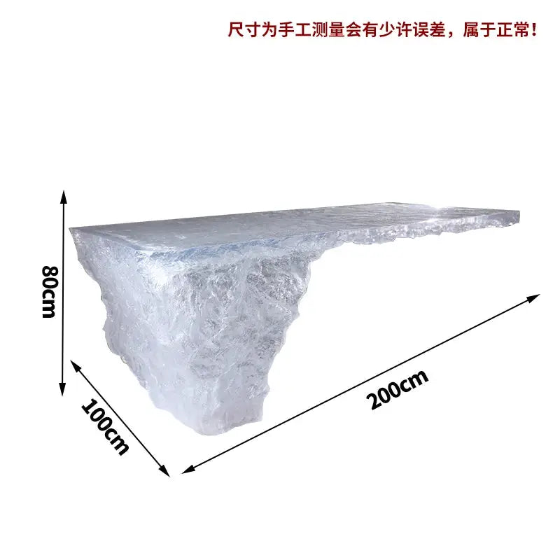 Modern light luxury home villa bar luminous island table custom transparent resin crystal bar glacier art tea table Ai-TechWorld 