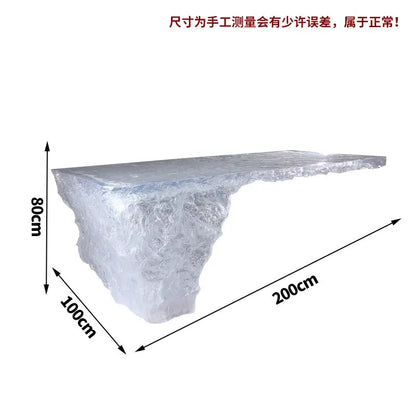 Modern light luxury home villa bar luminous island table custom transparent resin crystal bar glacier art tea table Ai-TechWorld 