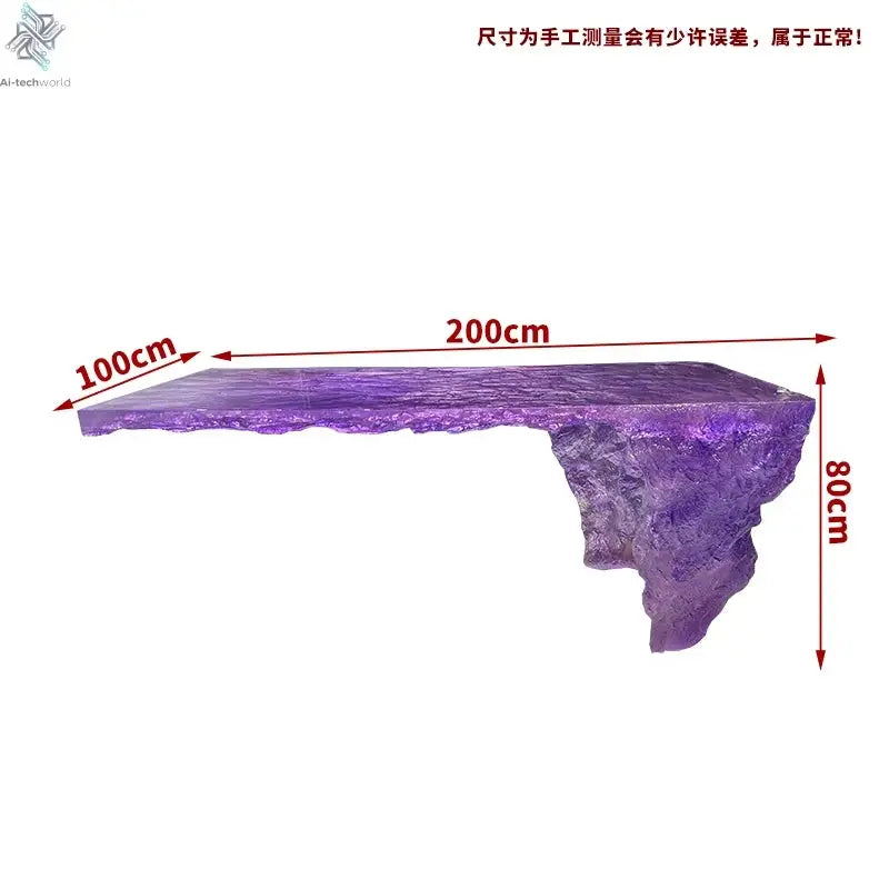 Modern light luxury home villa bar luminous island table custom transparent resin crystal bar glacier art tea table Ai-TechWorld 