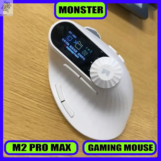 Monster M2 PRO MAX Gaming Mouse Rechargeable Dual Mode DPI Lightweight Custom & Comfortable Ergonomic Vertical Wireless Mouse Ai-TechWorld 