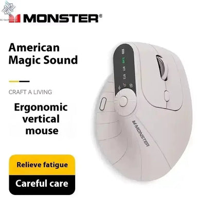 Monster M2 PRO MAX Gaming Mouse Rechargeable Dual Mode DPI Lightweight Custom & Comfortable Ergonomic Vertical Wireless Mouse Ai-TechWorld 