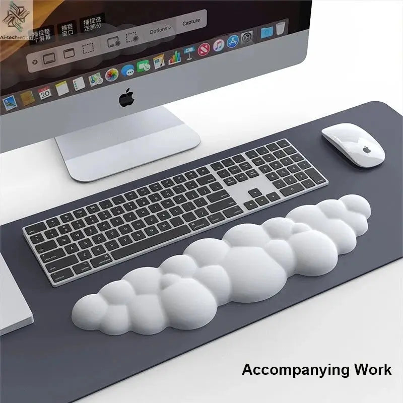 Mouse pad with wrist rest keyboard cloud anti-slip memory foam desktop office gamer mouse wrist rest Ai-TechWorld 