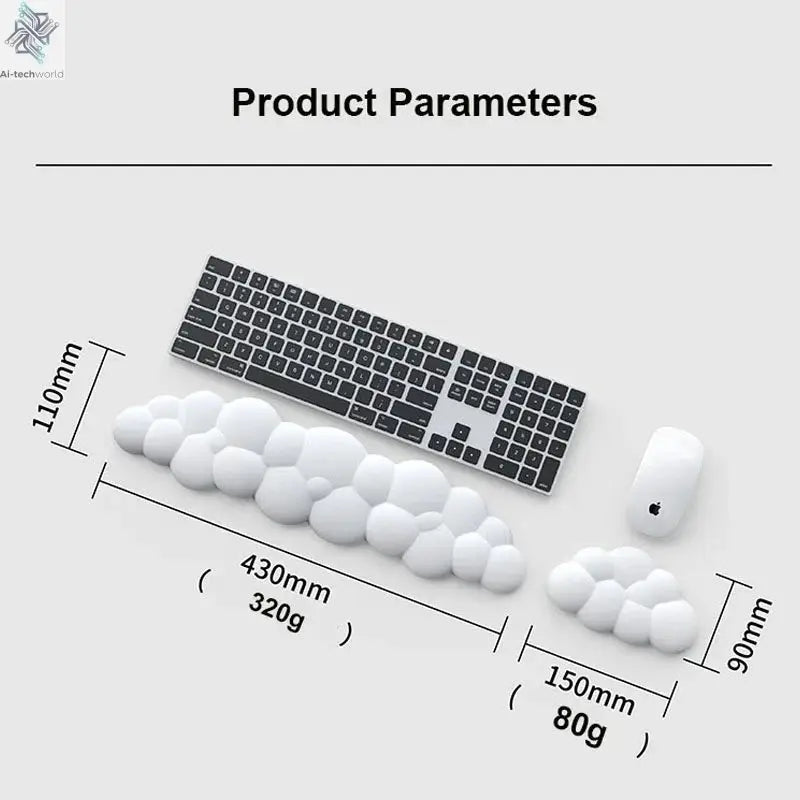 Mouse pad with wrist rest keyboard cloud anti-slip memory foam desktop office gamer mouse wrist rest Ai-TechWorld 