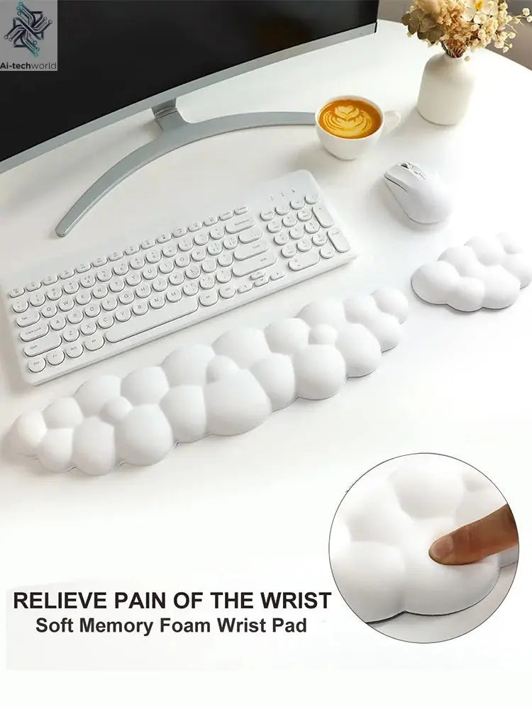 Mouse pad with wrist rest keyboard cloud anti-slip memory foam desktop office gamer mouse wrist rest Ai-TechWorld 