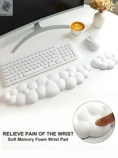 Mouse pad with wrist rest keyboard cloud anti-slip memory foam desktop office gamer mouse wrist rest Ai-TechWorld 