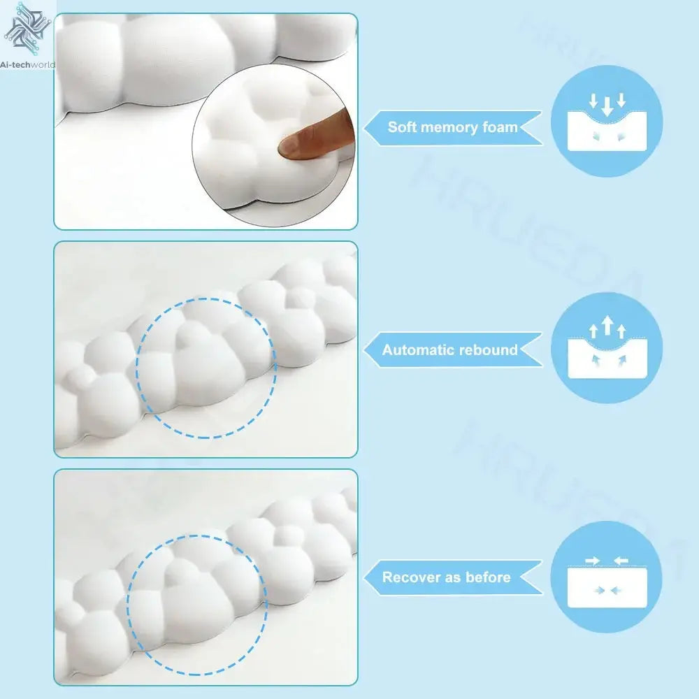 Mouse pad with wrist rest keyboard cloud anti-slip memory foam desktop office gamer mouse wrist rest Ai-TechWorld 