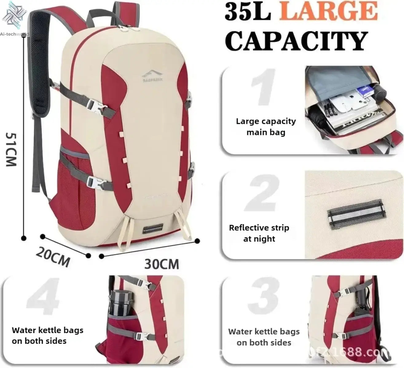 Multi Functional Large Capacity Travel Bag For Women Waterproof Outdoor Hiking Climbing Sports Backpack Lightweight Folding Bag Ai-TechWorld 