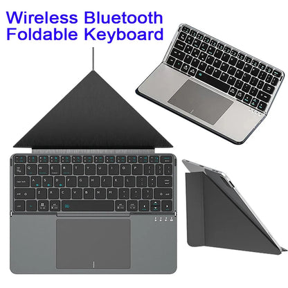 Multi-functional Wireless Bluetooth 5.0 Folding Keyboard for Tablet/Phone/PC Detachable Leather Stand Touch Portable Keyboard Ai-TechWorld   ai-techworld