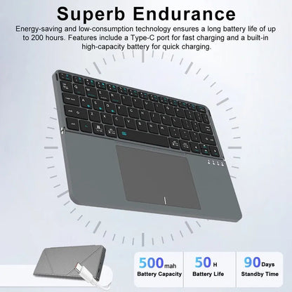 Multi-functional Wireless Bluetooth 5.0 Folding Keyboard for Tablet/Phone/PC Detachable Leather Stand Touch Portable Keyboard Ai-TechWorld   ai-techworld