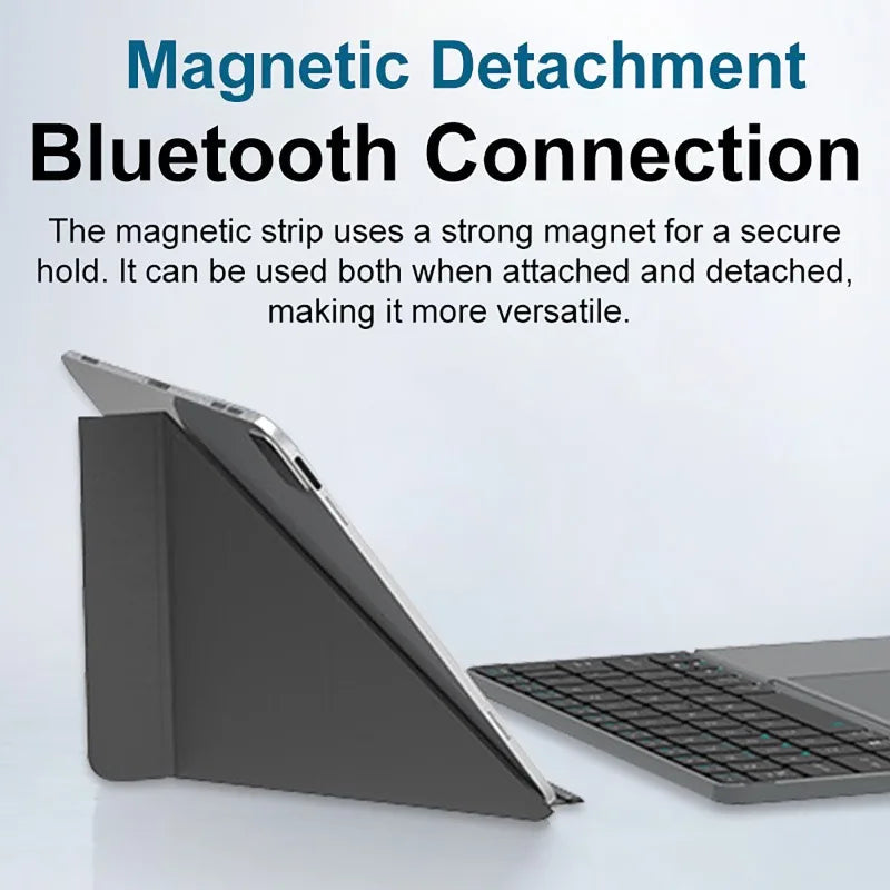Multi-functional Wireless Bluetooth 5.0 Folding Keyboard for Tablet/Phone/PC Detachable Leather Stand Touch Portable Keyboard Ai-TechWorld   ai-techworld