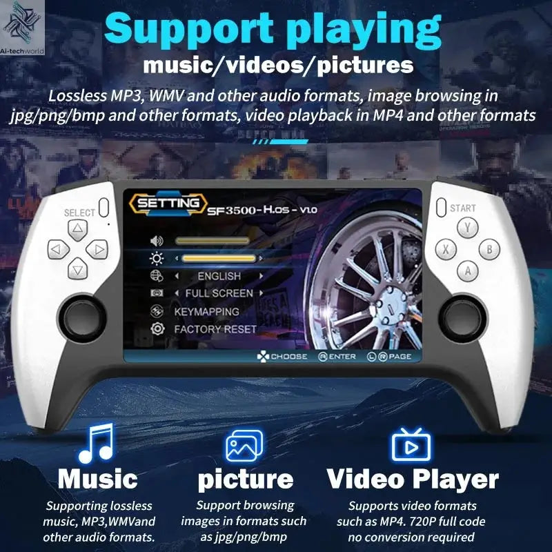 Multifunctional 5 Inch IPS HD Retro Handheld Game Console SF3500 Support Multi-System with FHD Port& Dual Core,256GB Expandable Ai-TechWorld 