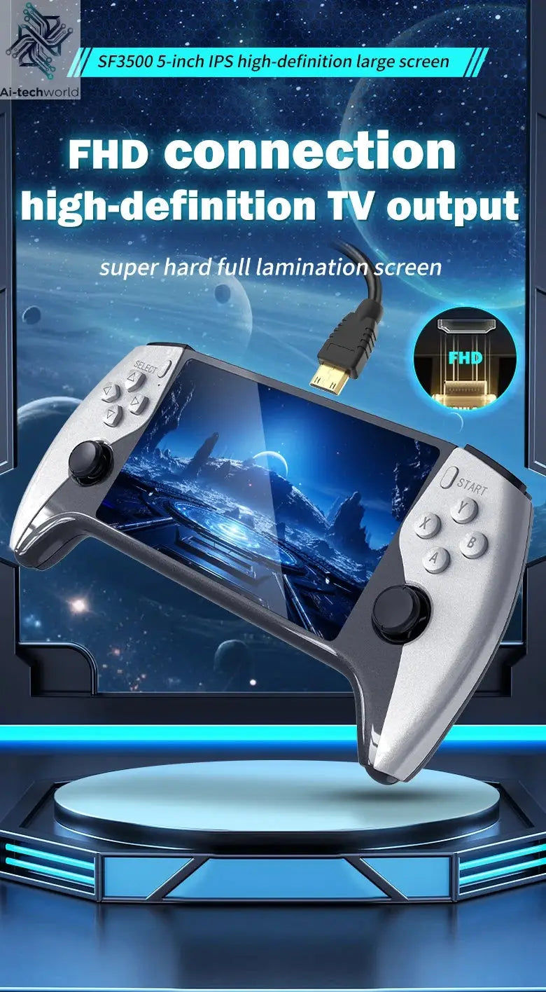 Multifunctional 5 Inch IPS HD Retro Handheld Game Console SF3500 Support Multi-System with FHD Port& Dual Core,256GB Expandable Ai-TechWorld 
