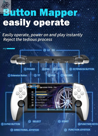 Multifunctional 5 Inch IPS HD Retro Handheld Game Console SF3500 Support Multi-System with FHD Port& Dual Core,256GB Expandable Ai-TechWorld 