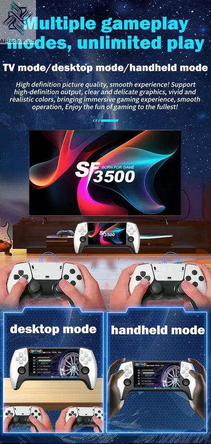 Multifunctional 5 Inch IPS HD Retro Handheld Game Console SF3500 Support Multi-System with FHD Port& Dual Core,256GB Expandable Ai-TechWorld 