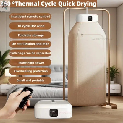 Multifunctional Dryer Portable Clothing Dryer Compact Foldable Laundry Dryer Machine with Dryer Bag and Time Setting Dryer Ai-TechWorld 