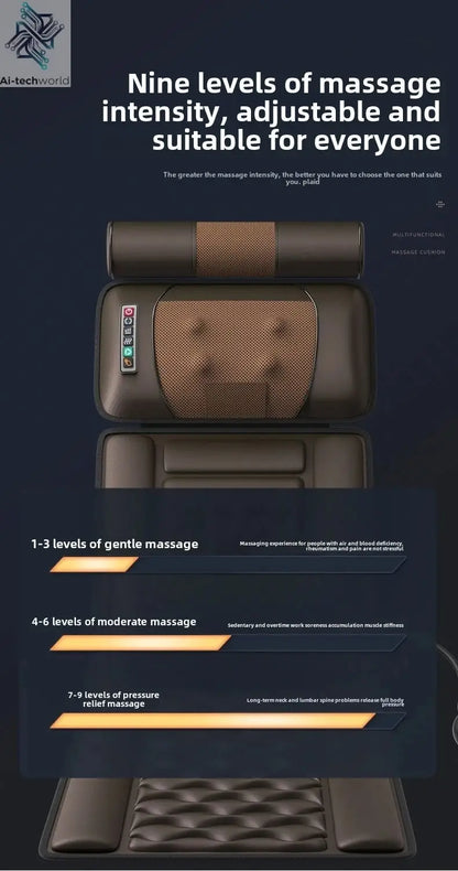 Multifunctional Lumbar Traction Massage Mattress Cushion Full Body Electric Shoulder Neck Waist Back Vibrations Removable Gift Ai-TechWorld 