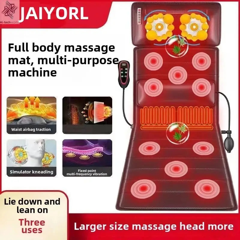 Multifunctional Lumbar Traction Massage Mattress Cushion Full Body Electric Shoulder Neck Waist Back Vibrations Removable Gift Ai-TechWorld 