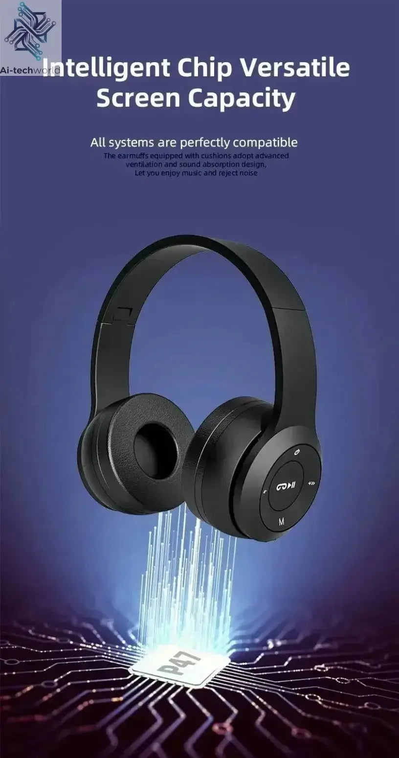 Multifunctional Portable Foldable Headmounted Wireless Bluetooth 5.0 Headset For Bluetooth connection TF Card Wired Connection Ai-TechWorld 