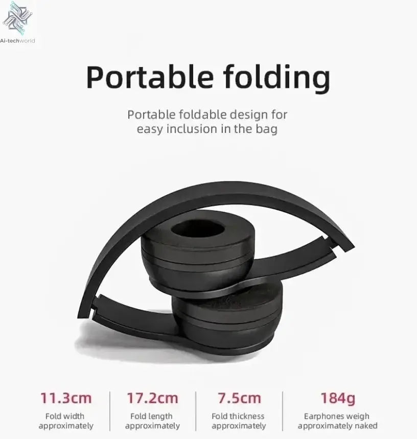 Multifunctional Portable Foldable Headmounted Wireless Bluetooth 5.0 Headset For Bluetooth connection TF Card Wired Connection Ai-TechWorld 