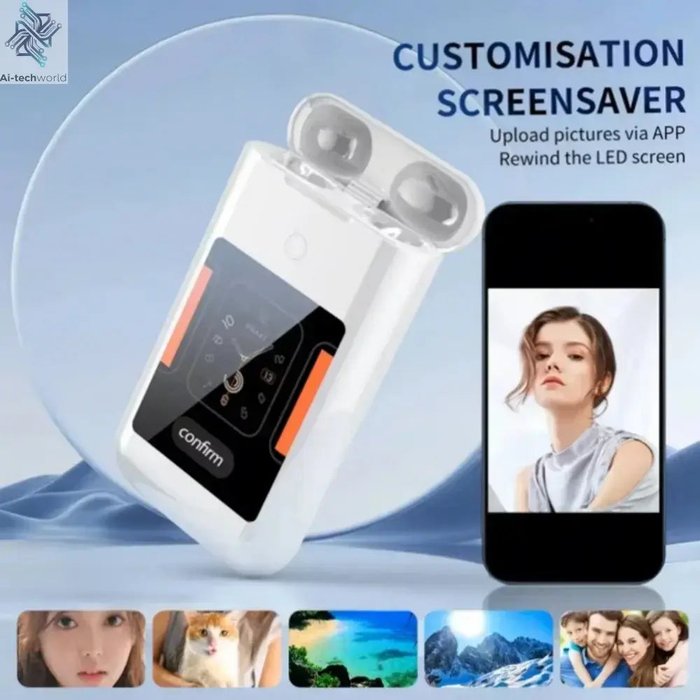 Multiple Function In Ear Bluetooth Wireless Earphone Charging Case With 2.8" Touch Screen Power Bank Headphone Music Game Ai-TechWorld 