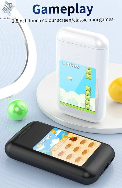 Multiple Function In Ear Bluetooth Wireless Earphone Charging Case With 2.8" Touch Screen Power Bank Headphone Music Game Ai-TechWorld 