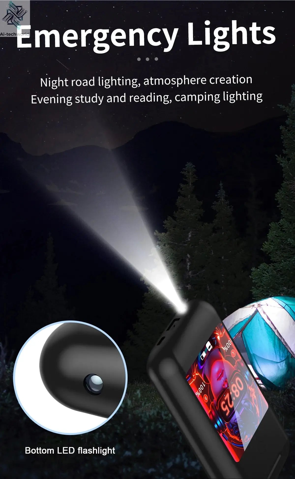 Multiple Function In Ear Bluetooth Wireless Earphone Charging Case With 2.8" Touch Screen Power Bank Headphone Music Game Ai-TechWorld 