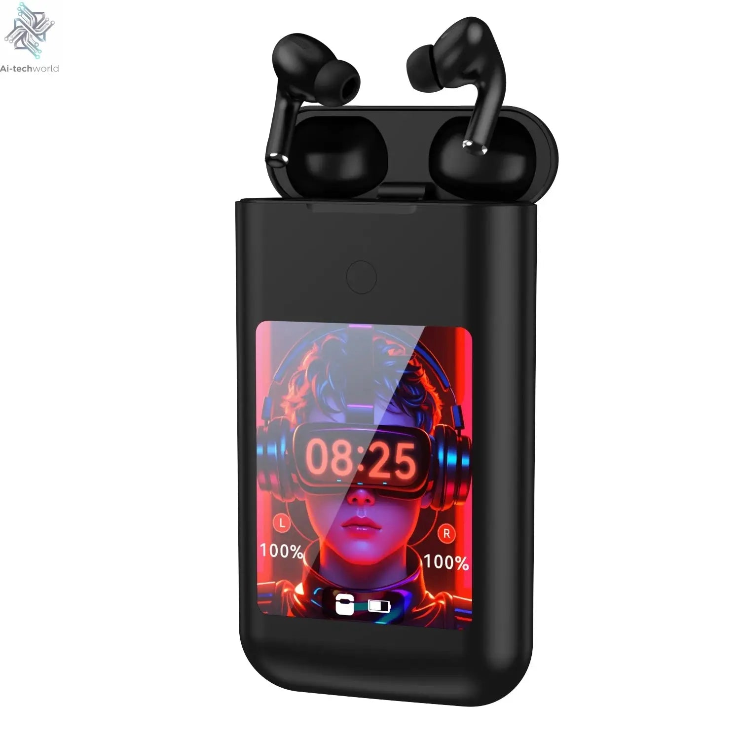 Multiple Function In Ear Bluetooth Wireless Earphone Charging Case With 2.8" Touch Screen Power Bank Headphone Music Game Ai-TechWorld 