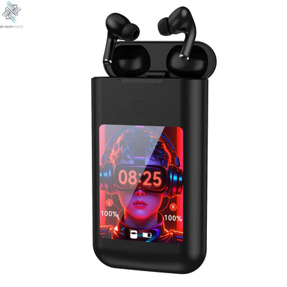 Multiple Function In Ear Bluetooth Wireless Earphone Charging Case With 2.8" Touch Screen Power Bank Headphone Music Game Ai-TechWorld 