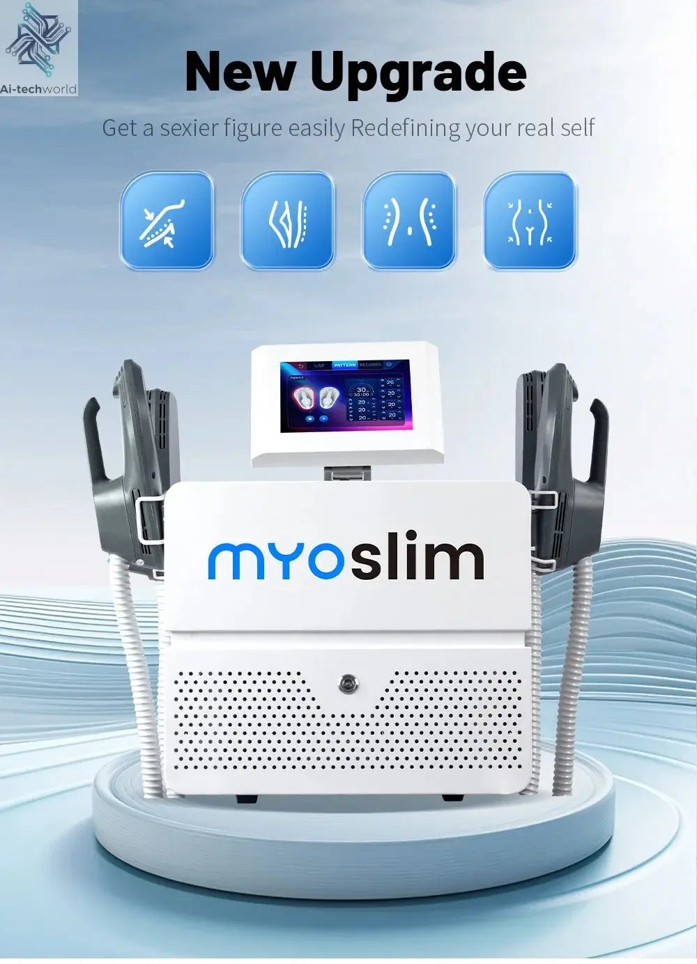 Myoslim Machines HI - EMT RF EMS Electromagnetic Muscle Stimulator Professional Sculp 6500w 5 Handle Pelvic - Ai - TechWorld