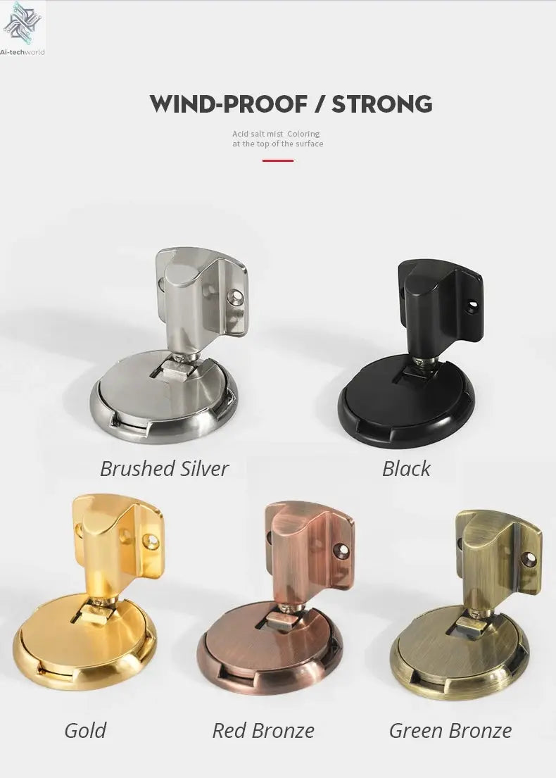 NAIERDI Zinc Alloy Mechanical Door Stop Nail Free Door Stopper Door Holders Catch Floor Stop Doorstop Furniture Door Hardware Ai-TechWorld 