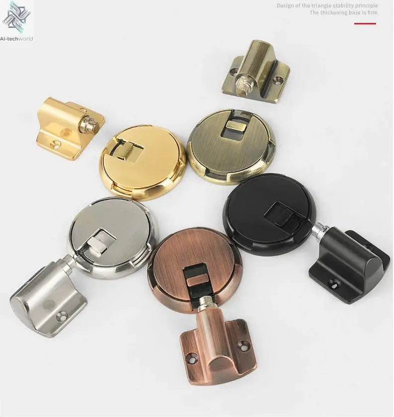 NAIERDI Zinc Alloy Mechanical Door Stop Nail Free Door Stopper Door Holders Catch Floor Stop Doorstop Furniture Door Hardware Ai-TechWorld 