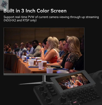 NDI PTZ Camera Joystick Controller POE 3" Preview LCD PTZ Controller Keyboard with 4D Joystick for Broadcast Church Live Streami - Ai - TechWorld
