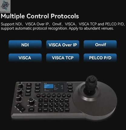NDI PTZ Camera Joystick Controller POE 3" Preview LCD PTZ Controller Keyboard with 4D Joystick for Broadcast Church Live Streami - Ai - TechWorld