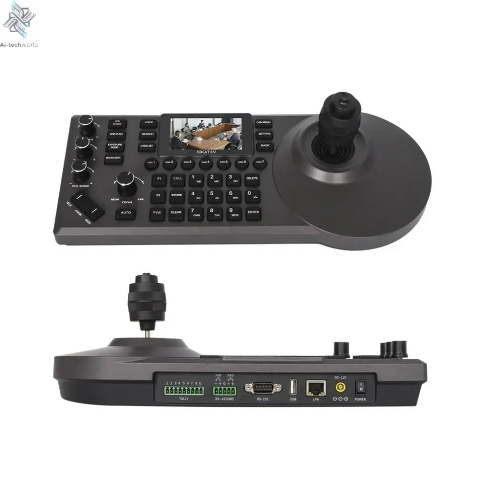 NDI PTZ Camera Joystick Controller POE 3" Preview LCD PTZ Controller Keyboard with 4D Joystick for Broadcast Church Live Streami - Ai - TechWorld