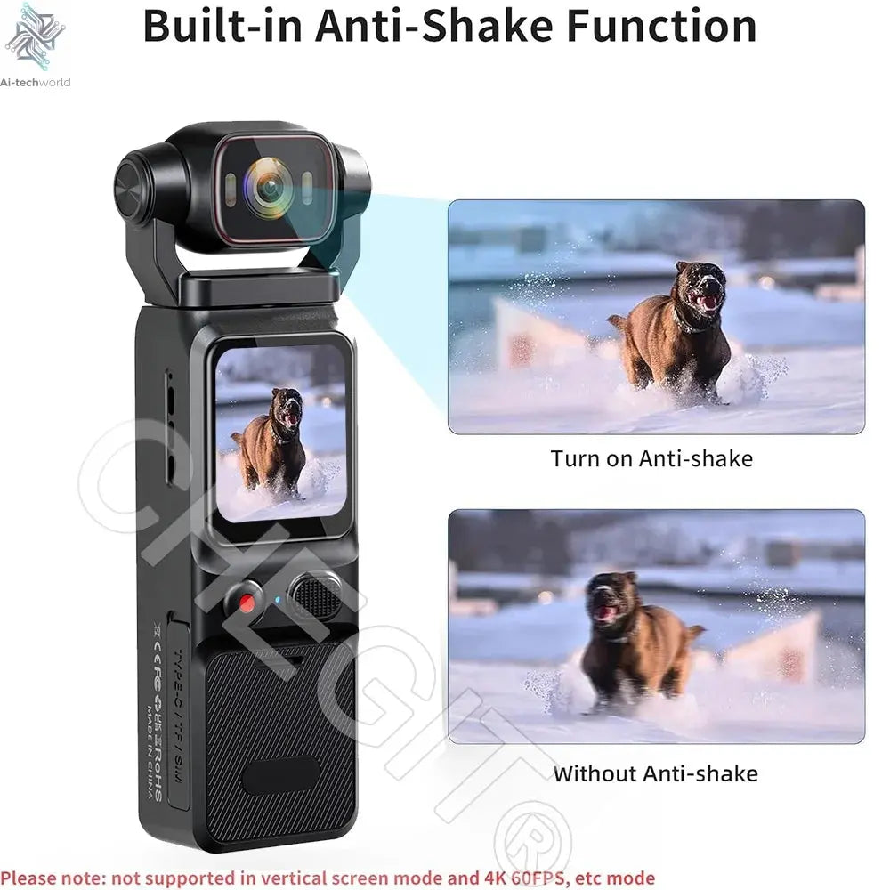 NEW 4K Touchscreen Pocket Camera WIFI Outdoor DV 180°Rotatable UHD Anti-shake Bodycam Sports Action Portable Security Recorder Ai-TechWorld 