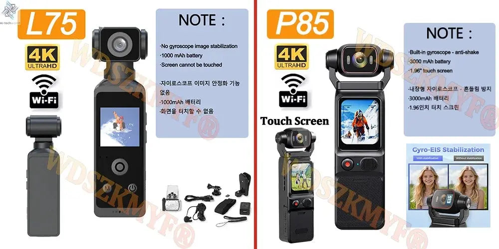 NEW 4K Touchscreen Pocket Camera WIFI Outdoor DV 180°Rotatable UHD Anti-shake Bodycam Sports Action Portable Security Recorder Ai-TechWorld 