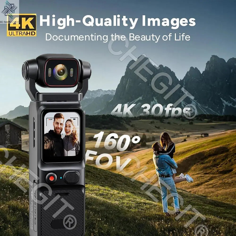 NEW 4K Touchscreen Pocket Camera WIFI Outdoor DV 180°Rotatable UHD Anti-shake Bodycam Sports Action Portable Security Recorder Ai-TechWorld 