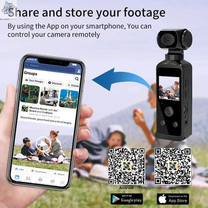 NEW 4K Touchscreen Pocket Camera WIFI Outdoor DV 180°Rotatable UHD Anti-shake Bodycam Sports Action Portable Security Recorder Ai-TechWorld 