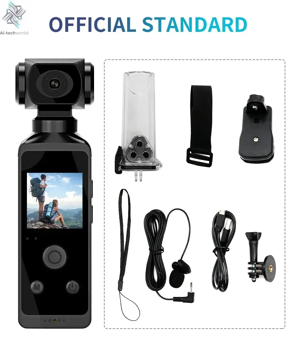 NEW 4K Touchscreen Pocket Camera WIFI Outdoor DV 180°Rotatable UHD Anti-shake Bodycam Sports Action Portable Security Recorder Ai-TechWorld 