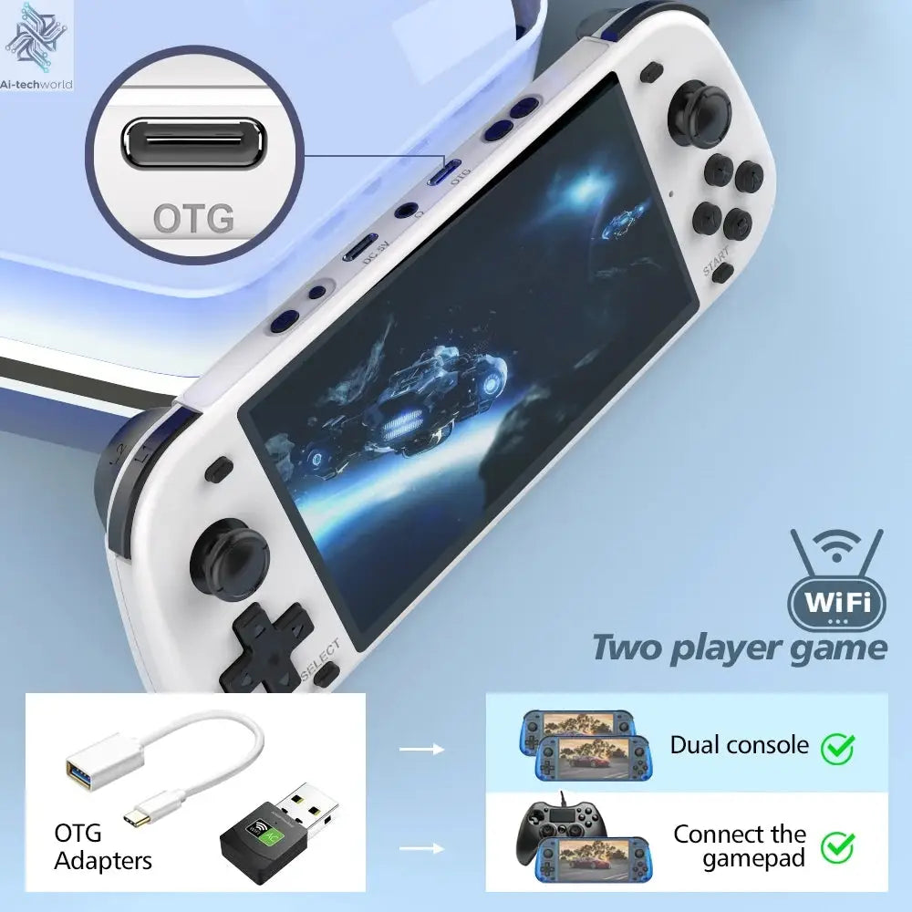 NEW 5.1 Inch R50S Retro Games Console IPS Screen 4200mAh Long-lasting Battery Portable Pocket Video Player Games 128G Boy Gifts Ai-TechWorld 