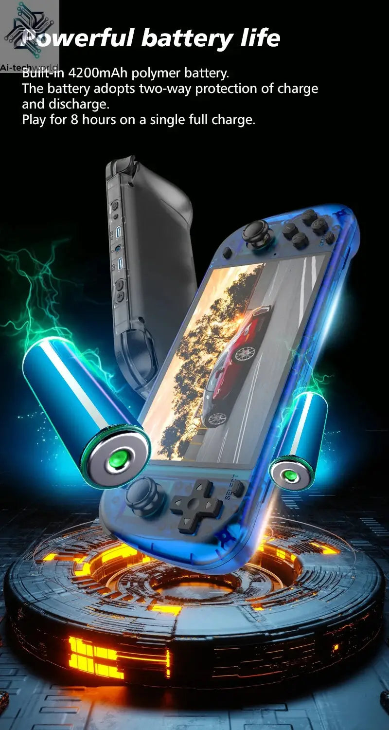 NEW 5.1 Inch R50S Retro Games Console IPS Screen 4200mAh Long-lasting Battery Portable Pocket Video Player Games 128G Boy Gifts Ai-TechWorld 