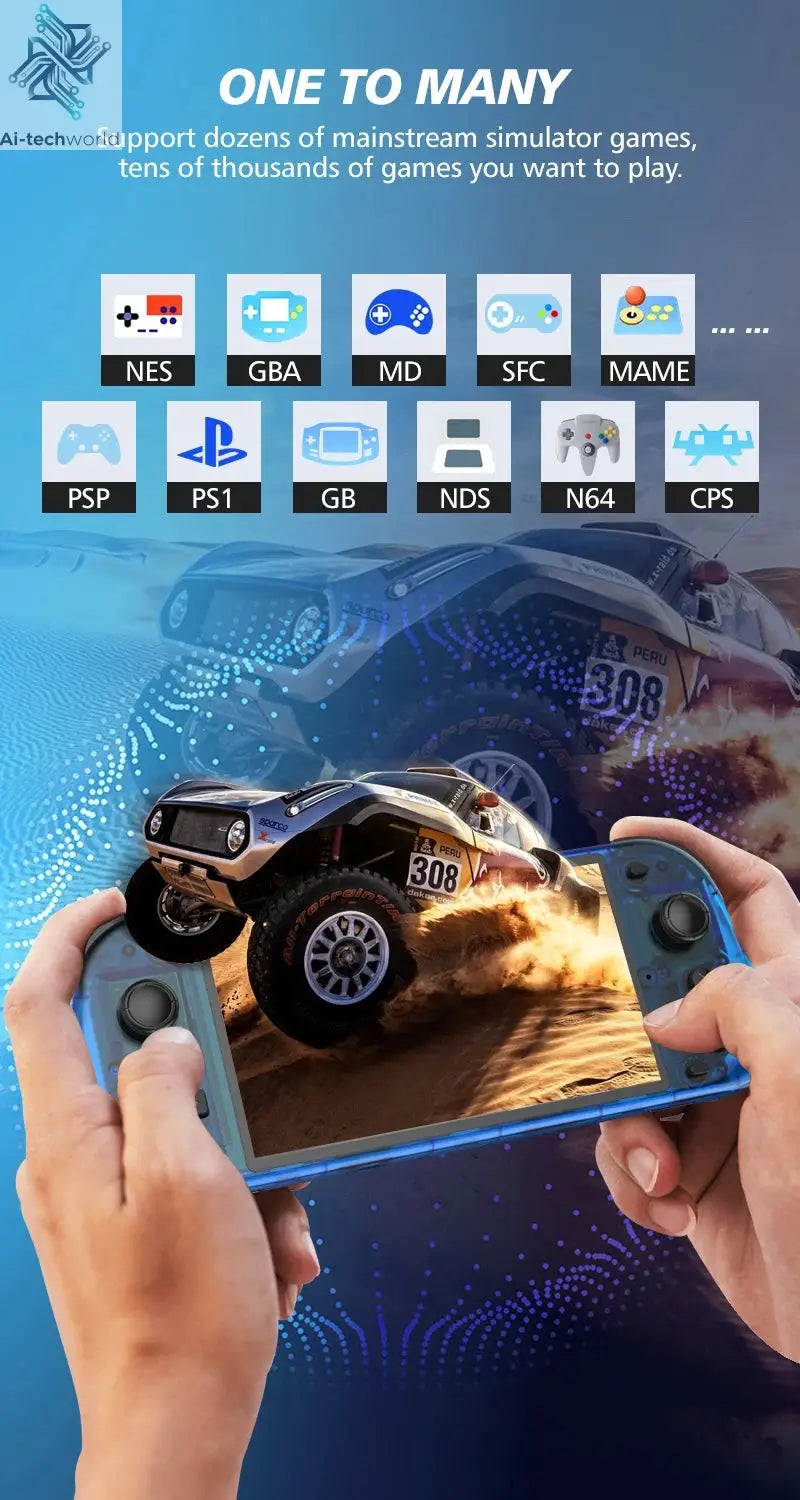 NEW 5.1 Inch R50S Retro Games Console IPS Screen 4200mAh Long-lasting Battery Portable Pocket Video Player Games 128G Boy Gifts Ai-TechWorld 