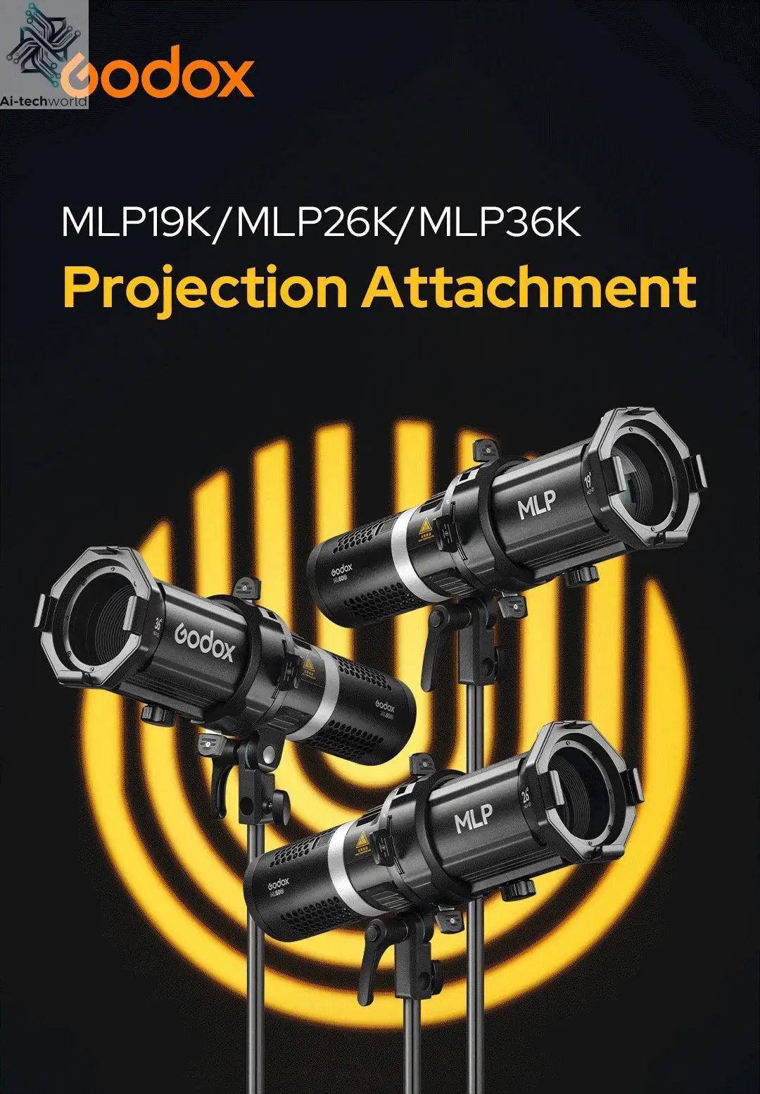 NEW GODOX MLP Spotlight Mount Set 19° / 26° / 36° Lighting Modifiers Godox Mount Lights Accessories for ML60 BI ML30 BI Ai-TechWorld 