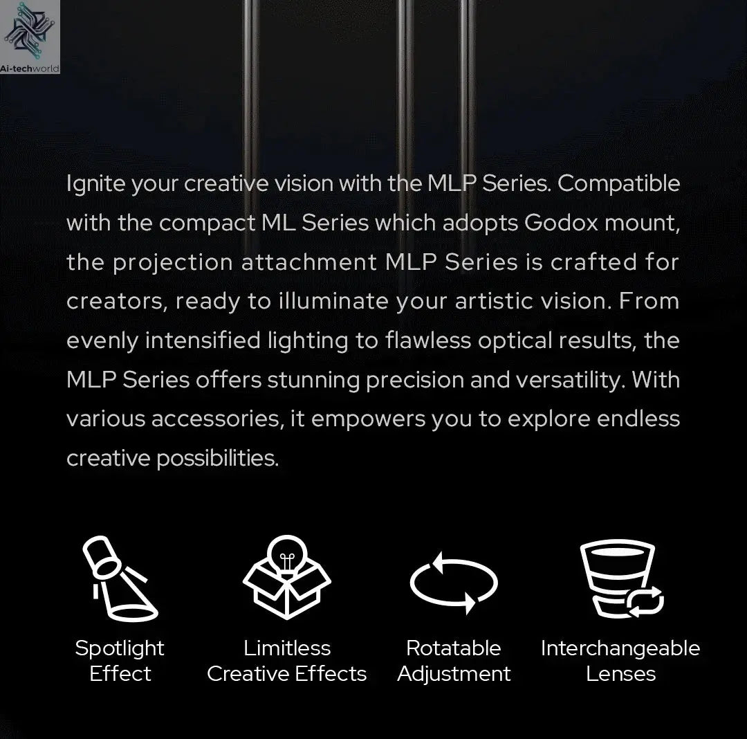 NEW GODOX MLP Spotlight Mount Set 19° / 26° / 36° Lighting Modifiers Godox Mount Lights Accessories for ML60 BI ML30 BI Ai-TechWorld 