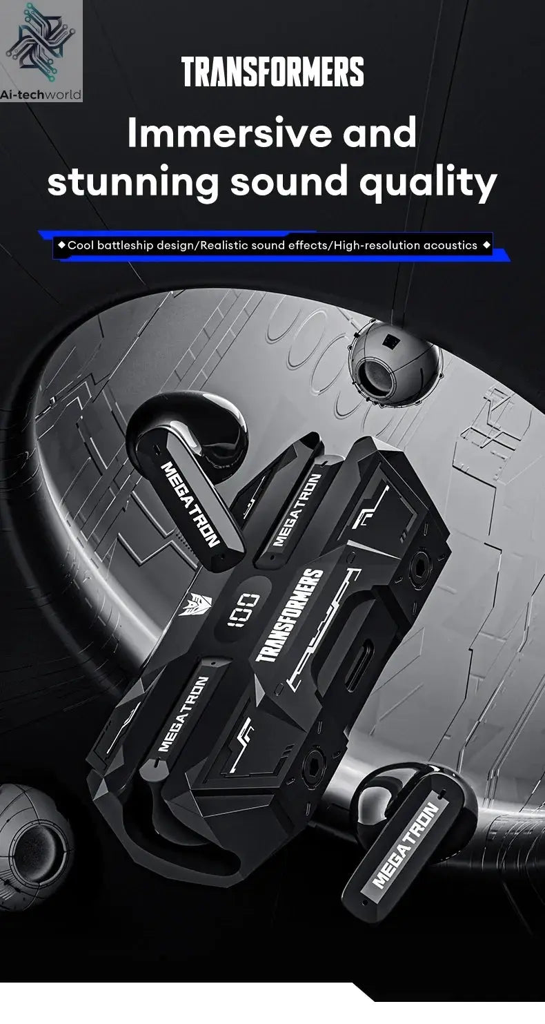 NEW TRANSFORMERS TF-T51 Bluetooth Wireless Earphones Low Latency Gaming Earbuds Long Endurance High Music Headphones Ai-TechWorld 