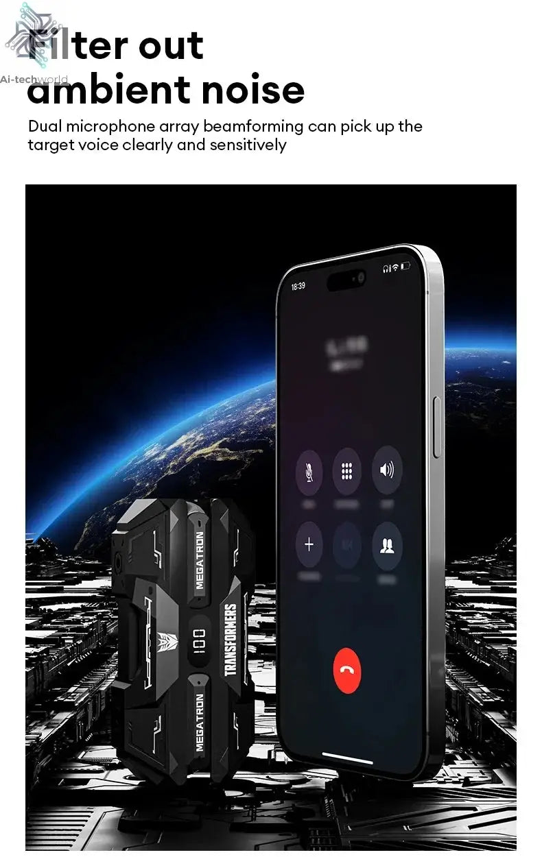 NEW TRANSFORMERS TF-T51 Bluetooth Wireless Earphones Low Latency Gaming Earbuds Long Endurance High Music Headphones Ai-TechWorld 